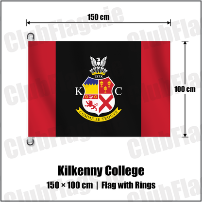 Kilkenny College 150cm x 100cm Flag Pole Flag with Rings with the club crest and colours, Kilkenny Rugby - ClubFlags.ie