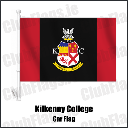 Kilkenny College Car Flag with the club crest and colours, Kilkenny Rugby - ClubFlags.ie