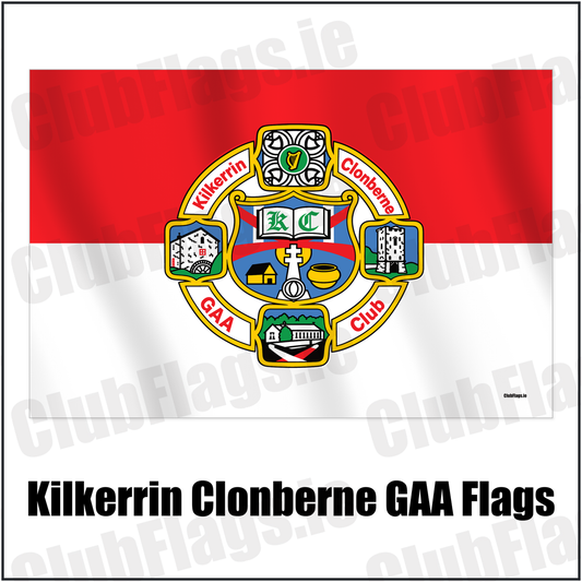 Kilkerrin Clonberne GAA Flags with the verified club crest and colours, Galway GAA - ClubFlags.ie