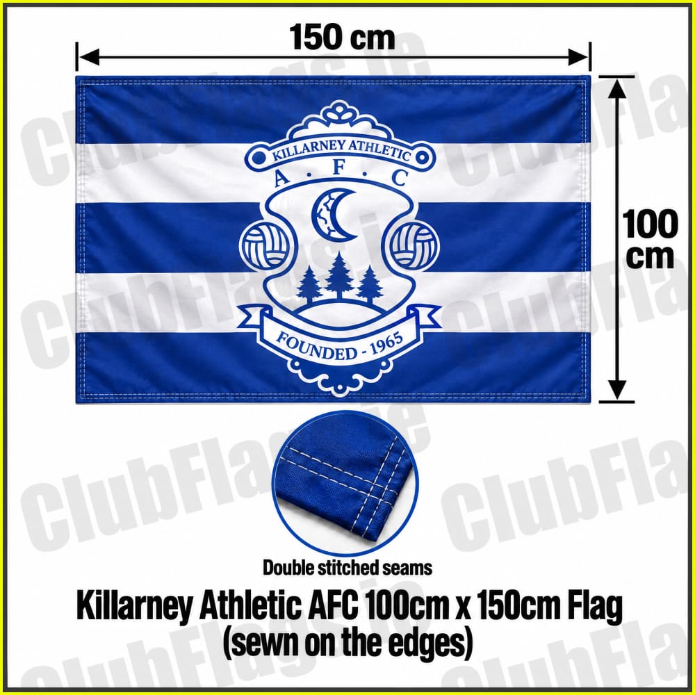 Killarney Athletic AFC 100cm x 150cm Flag Sewn on the Edges - Club Flag
