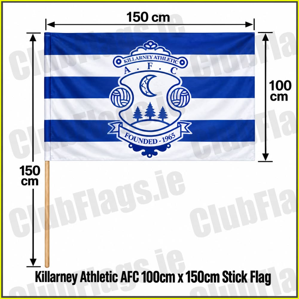 Killarney Athletic AFC 100cm x 150cm Stick Flag - Irish Club Flag Kerry Football