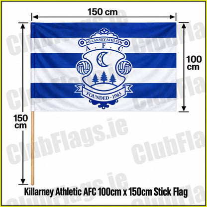 Killarney Athletic AFC 100cm x 150cm Stick Flag - Irish Club Flag Kerry Football