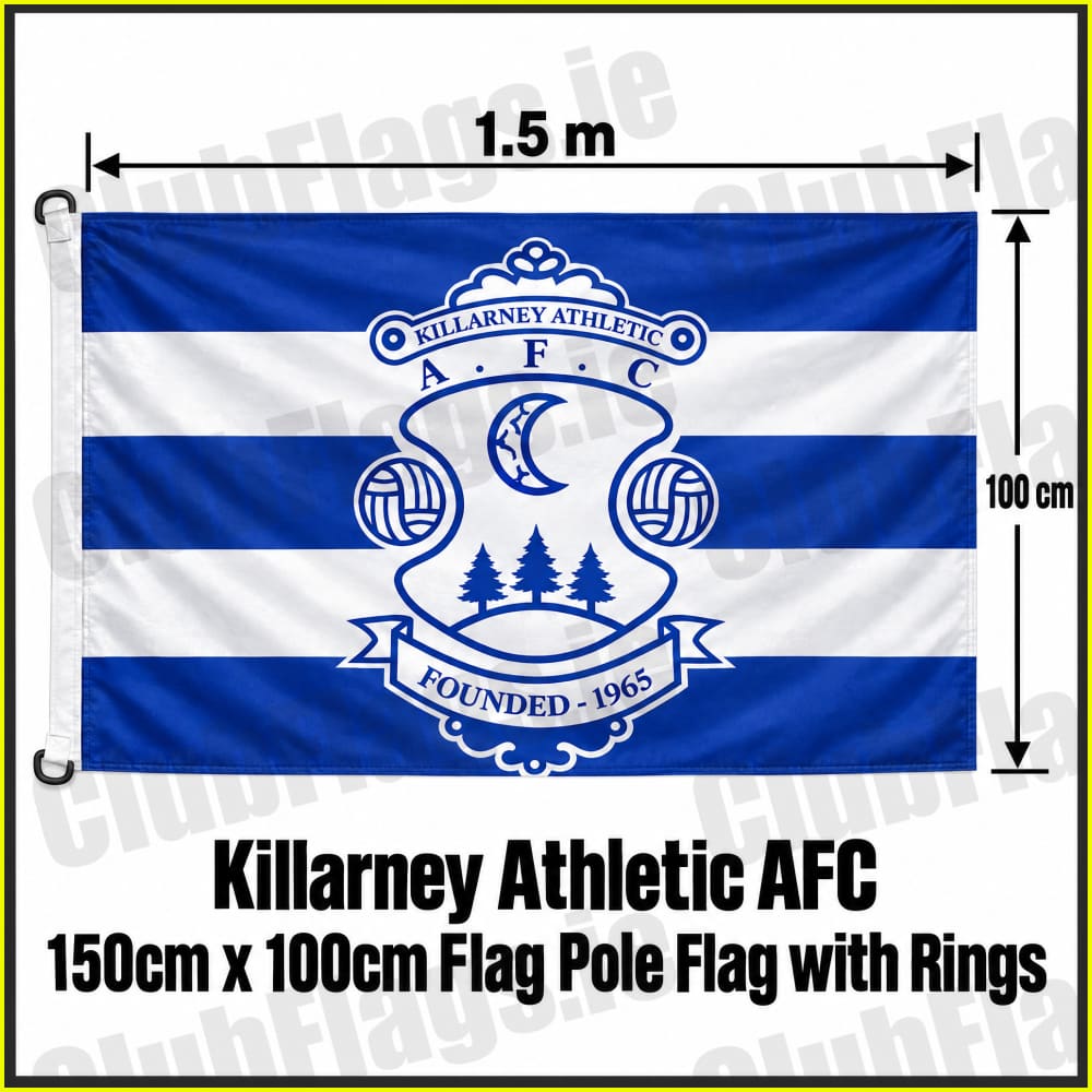 Killarney Athletic AFC 150cm x 100cm Flag Pole Flag with Rings - Club Flag