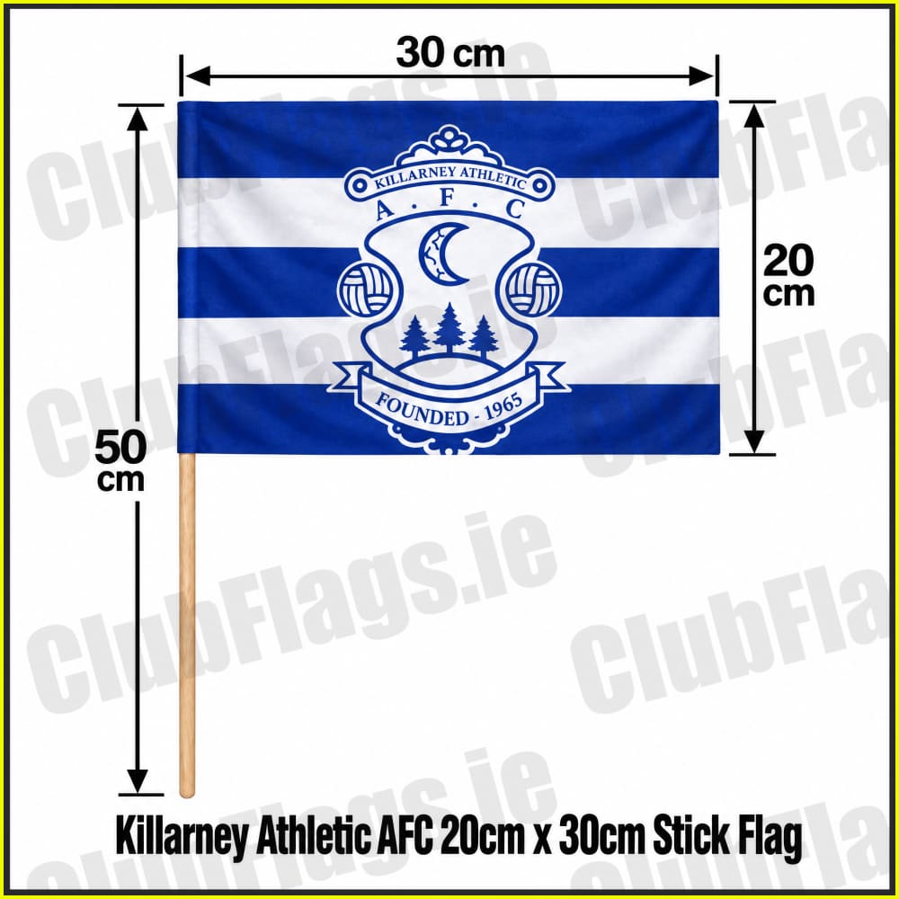 Killarney Athletic AFC 20cm x 30cm Stick Flag - Irish Club Flag Kerry Football