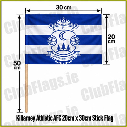 Killarney Athletic AFC 20cm x 30cm Stick Flag - Irish Club Flag Kerry Football