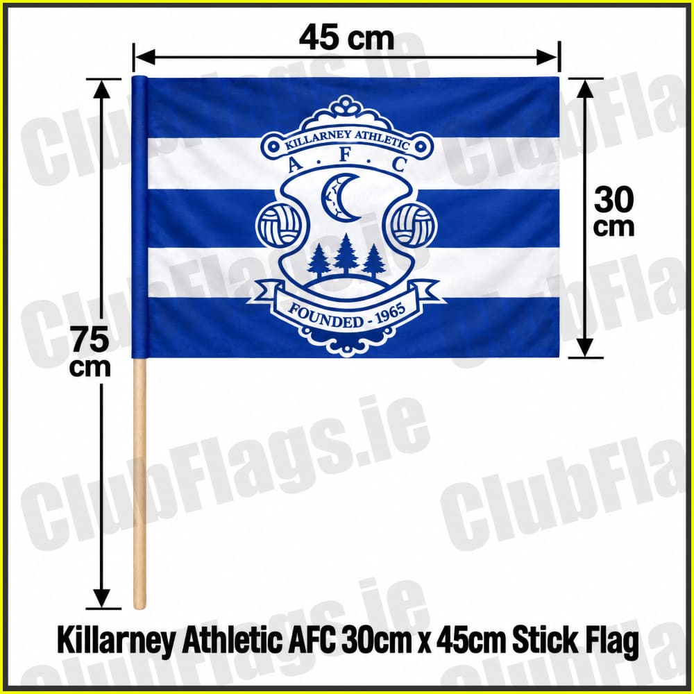Killarney Athletic AFC 30cm x 45cm Stick Flag - Irish Club Flag Kerry Football
