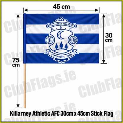 Killarney Athletic AFC 30cm x 45cm Stick Flag - Irish Club Flag Kerry Football