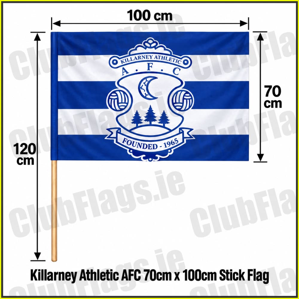Killarney Athletic AFC 70cm x 100cm Stick Flag - Irish Club Flag Kerry Football