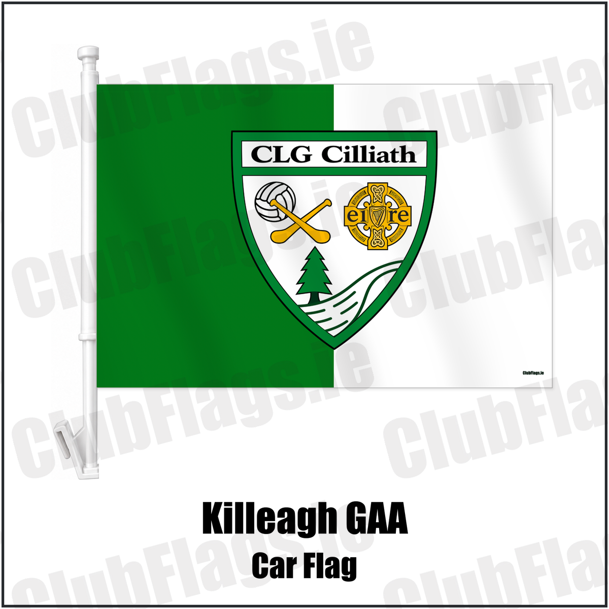 Killeagh GAA Car Flag with the verified club crest and colours, Cork GAA - ClubFlags.ie