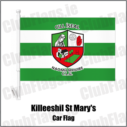 Killeeshil St Mary's Car Flag with the club crest and colours, Tyrone GAA - ClubFlags.ie