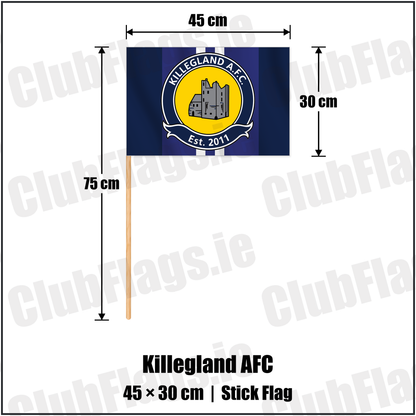Killegland AFC 30cm x 45cm Stick Flag with the club crest and colours, Meath Football - ClubFlags.ie