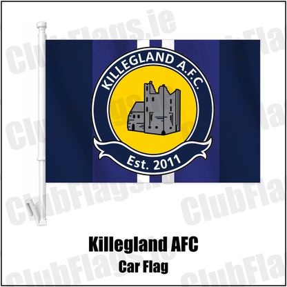 Killegland AFC Car Flag with the club crest and colours, Meath Football - ClubFlags.ie