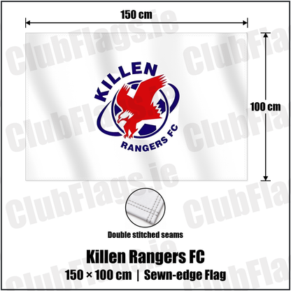 Killen Rangers FC 100cm x 150cm Flag (sewn on the edges) with the club crest and colours, Tyrone Football - ClubFlags.ie
