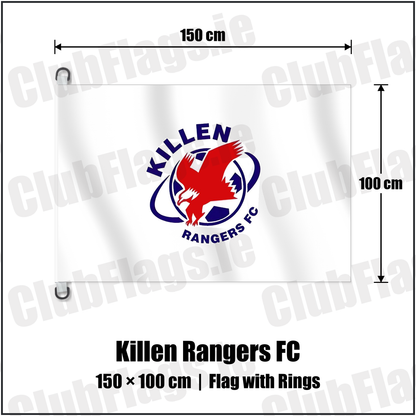 Killen Rangers FC 150cm x 100cm Flag Pole Flag with Rings with the club crest and colours, Tyrone Football - ClubFlags.ie