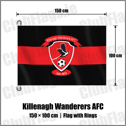 Killenagh Wanderers AFC 150cm x 100cm Flag Pole Flag with Rings with the club crest and colours, Wexford Football - ClubFlags.ie