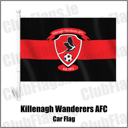 Killenagh Wanderers AFC Car Flag with the club crest and colours, Wexford Football - ClubFlags.ie