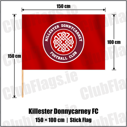 Killester Donnycarney FC 100cm x 150cm Stick Flag with the club crest and colours, Dublin Football - ClubFlags.ie