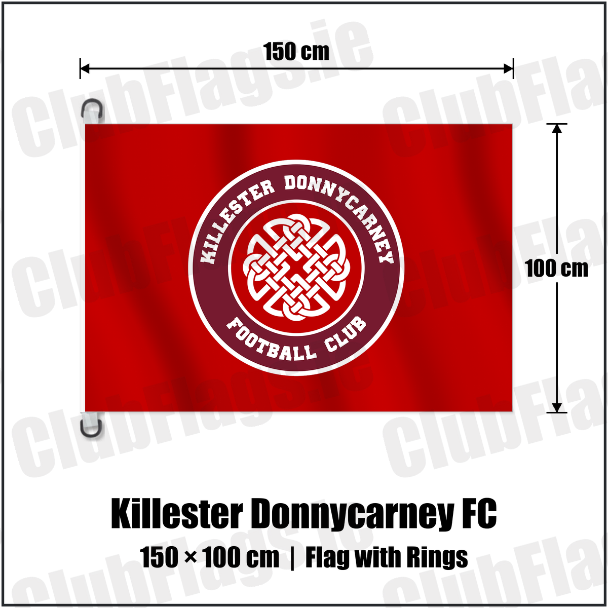 Killester Donnycarney FC 150cm x 100cm Flag Pole Flag with Rings with the club crest and colours, Dublin Football - ClubFlags.ie