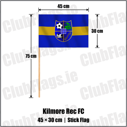 Kilmore Rec FC 30cm x 45cm Stick Flag with the club crest and colours, Down Football - ClubFlags.ie