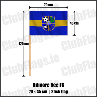 Kilmore Rec FC 45cm x 70cm Stick Flag with the club crest and colours, Down Football - ClubFlags.ie