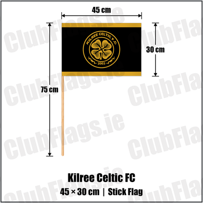 Kilree Celtic FC 30cm x 45cm Stick Flag with the club crest and colours, Carlow football - ClubFlags.ie