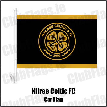 Kilree Celtic FC Car Flag with the club crest and colours, Carlow football - ClubFlags.ie