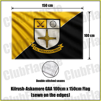 Kilrush-Askamore GAA 100cm x 150cm Flag (sewn on the edges) - ClubFlags.ie