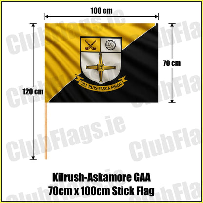 Kilrush-Askamore GAA 70cm x 100cm Stick Flag - ClubFlags.ie