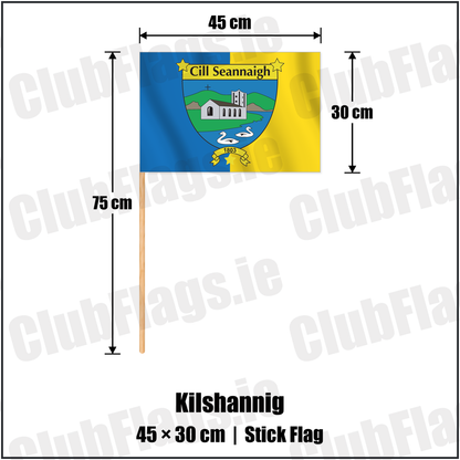 Kilshannig 30cm x 45cm Stick Flag with the verified club crest and colours, Cork GAA - ClubFlags.ie