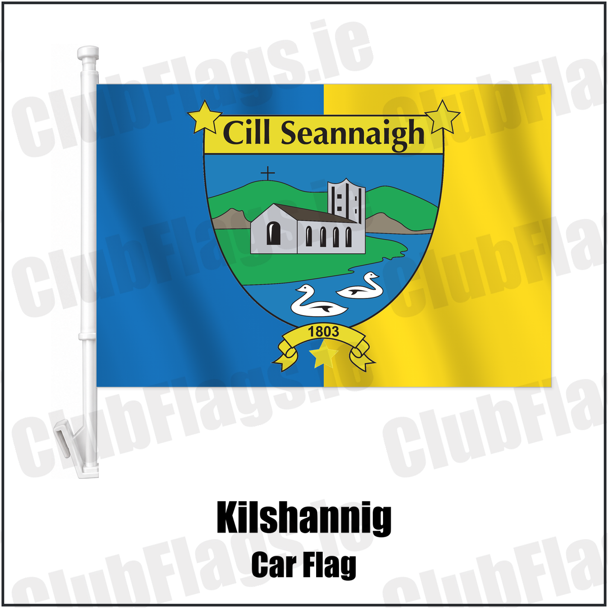 Kilshannig Car Flag with the verified club crest and colours, Cork GAA - ClubFlags.ie