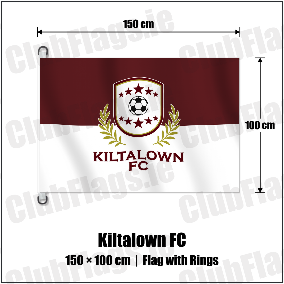 Kiltalown FC 150cm x 100cm Flag Pole Flag with Rings with the verified club crest and colours, Dublin Football - ClubFlags.ie