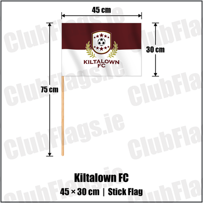 Kiltalown FC 30cm x 45cm Stick Flag with the verified club crest and colours, Dublin Football - ClubFlags.ie