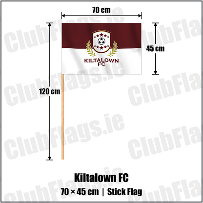 Kiltalown FC 45cm x 70cm Stick Flag with the verified club crest and colours, Dublin Football - ClubFlags.ie