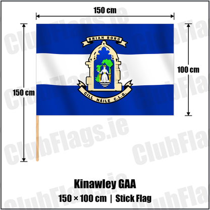 Kinawley GAA 100cm x 150cm Stick Flag with the verified club crest and colours, Fermanagh GAA - ClubFlags.ie
