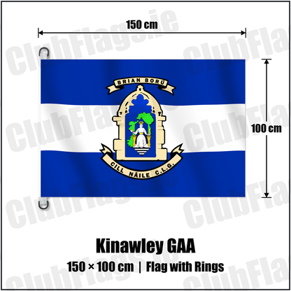 Kinawley GAA 150cm x 100cm Flag Pole Flag with Rings with the verified club crest and colours, Fermanagh GAA - ClubFlags.ie