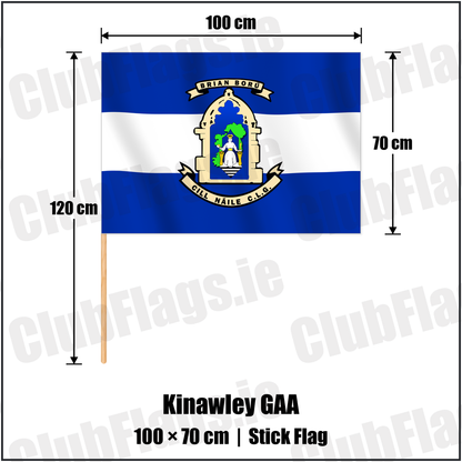 Kinawley GAA 70cm x 100cm Stick Flag with the verified club crest and colours, Fermanagh GAA - ClubFlags.ie