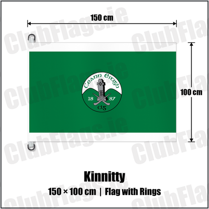 Kinnitty 150cm x 100cm Flag Pole Flag with Rings with the club crest and colours, Offaly GAA - ClubFlags.ie