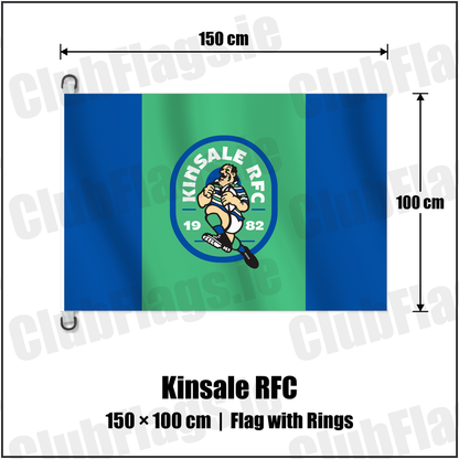 Kinsale RFC 150cm x 100cm Flag Pole Flag with Rings with the club crest and colours, Cork Rugby - ClubFlags.ie