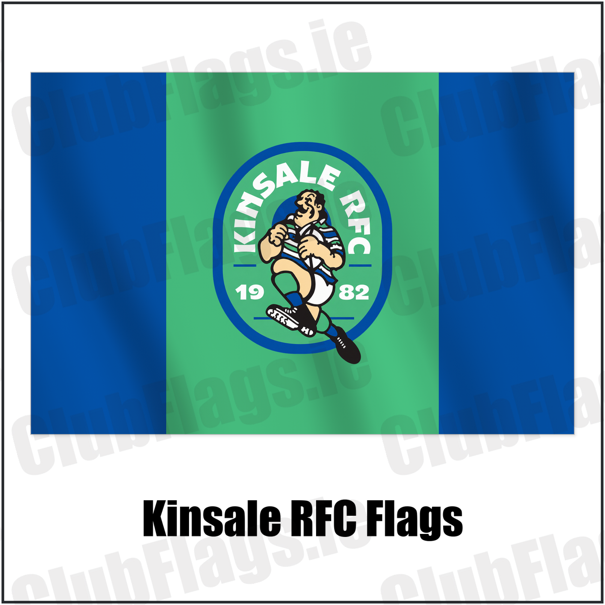 Kinsale RFC Flags with the club crest and colours, Cork Rugby - ClubFlags.ie