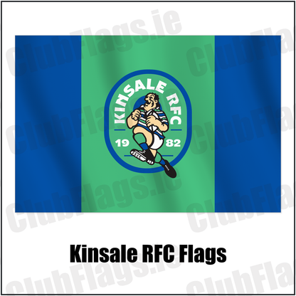 Kinsale RFC Flags with the club crest and colours, Cork Rugby - ClubFlags.ie