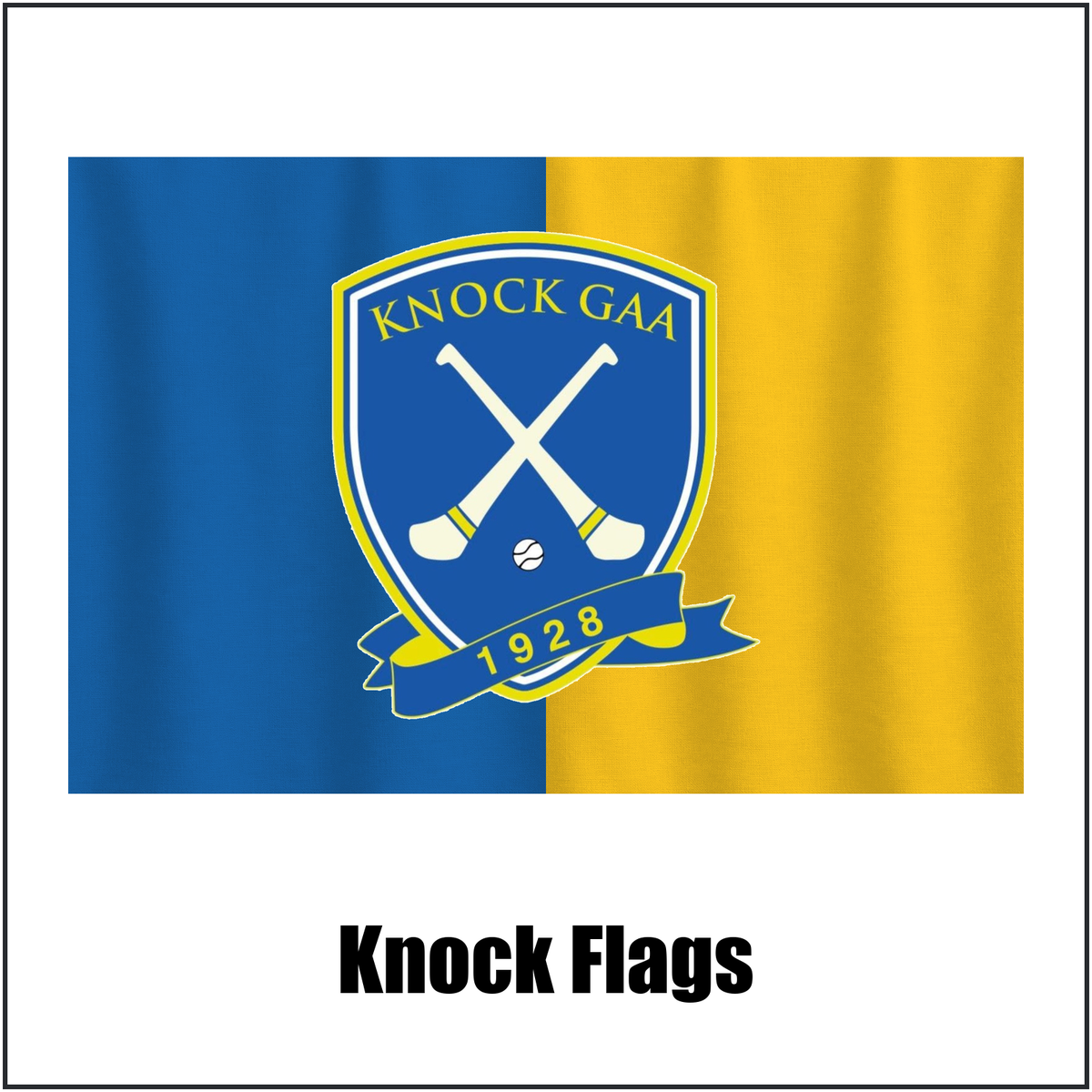 Knock Flags, featuring the club crest and blue and gold colours; County Tipperary GAA. ClubFlags.ie.
