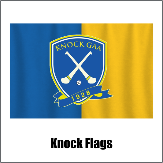 Knock Flags, featuring the club crest and blue and gold colours; County Tipperary GAA. ClubFlags.ie.
