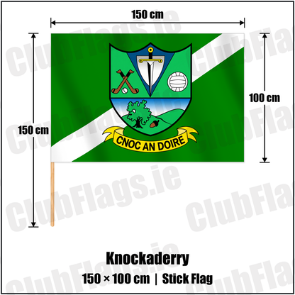 Knockaderry 100cm x 150cm Stick Flag with the club crest and colours, Limerick GAA - ClubFlags.ie