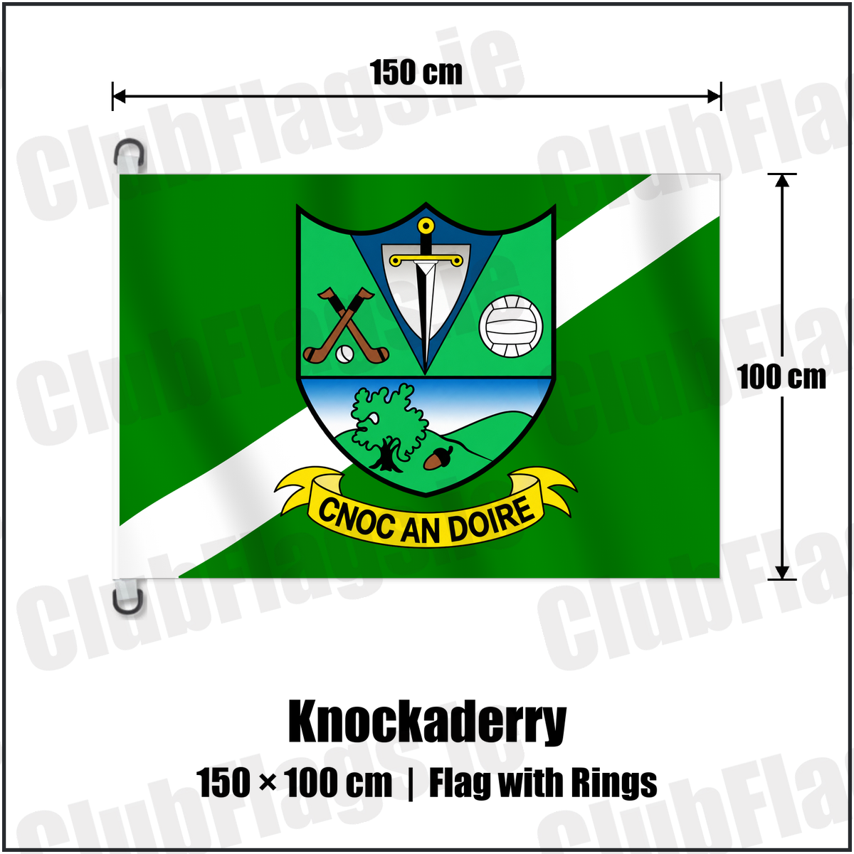 Knockaderry 150cm x 100cm Flag Pole Flag with Rings with the club crest and colours, Limerick GAA - ClubFlags.ie