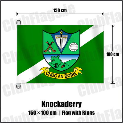 Knockaderry 150cm x 100cm Flag Pole Flag with Rings with the club crest and colours, Limerick GAA - ClubFlags.ie