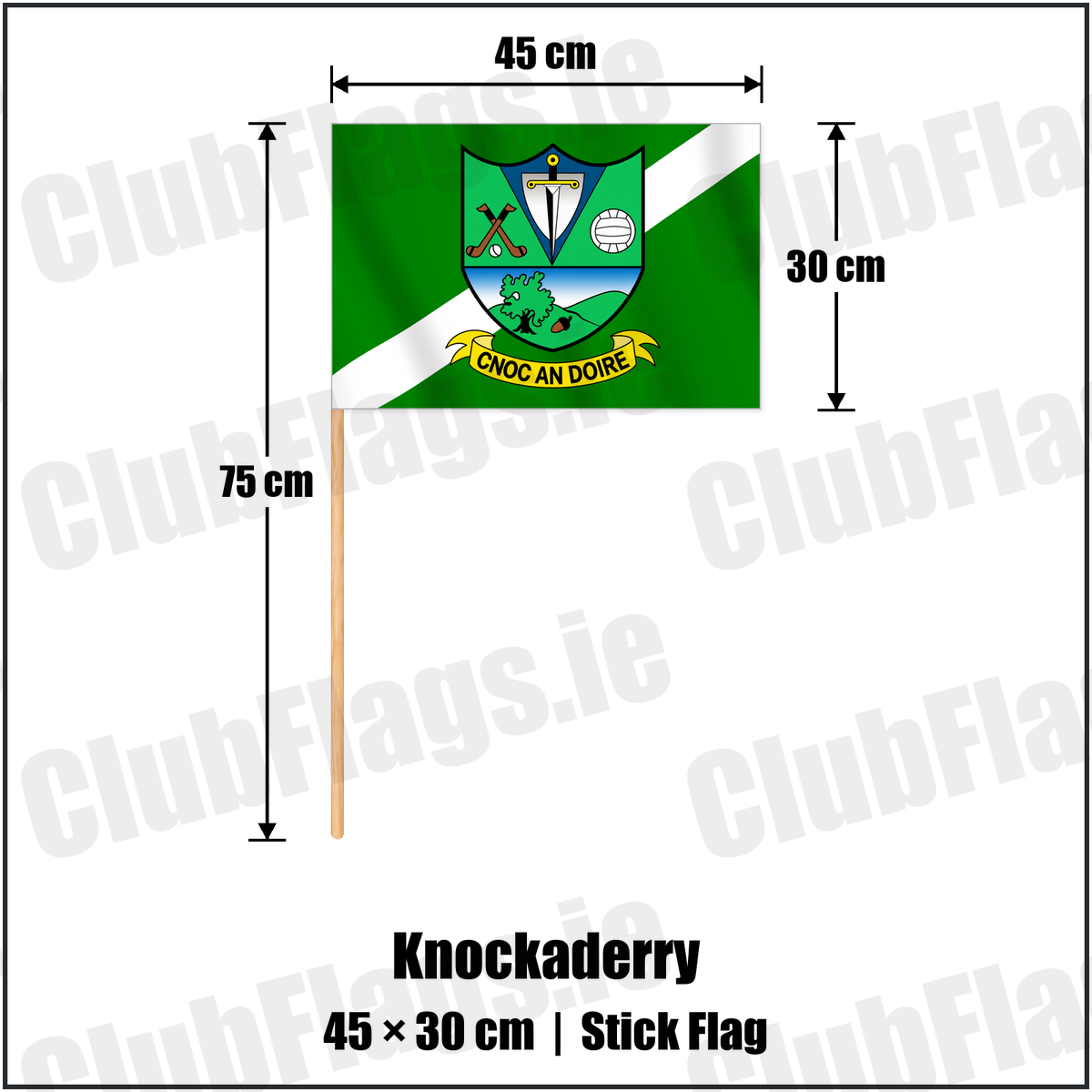 Knockaderry 30cm x 45cm Stick Flag with the club crest and colours, Limerick GAA - ClubFlags.ie