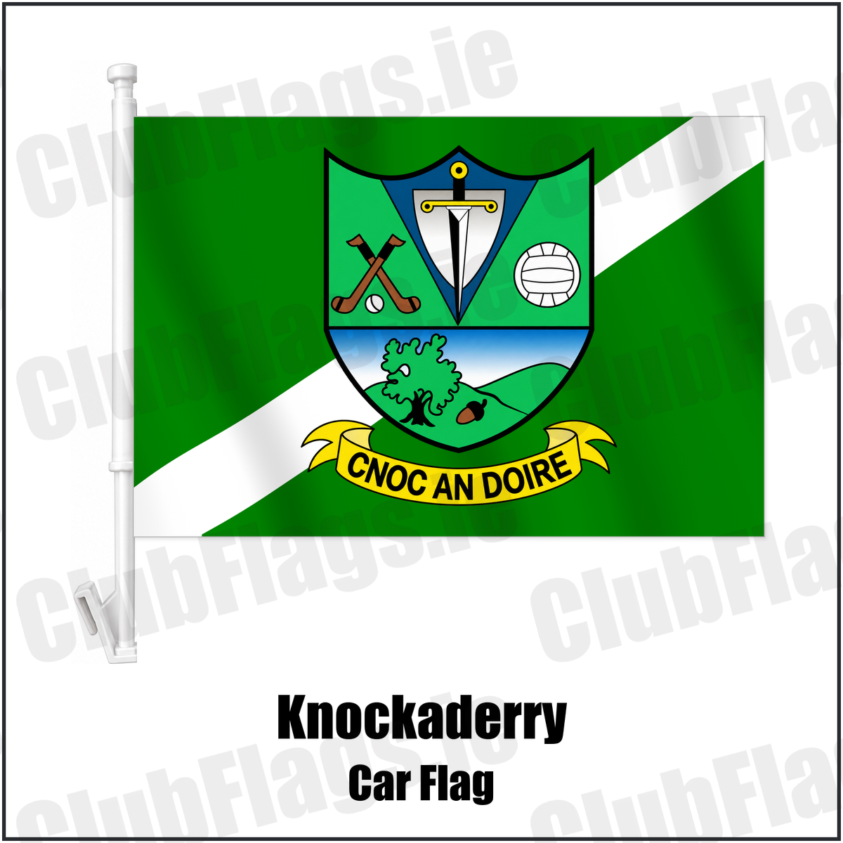 Knockaderry Car Flag with the club crest and colours, Limerick GAA - ClubFlags.ie