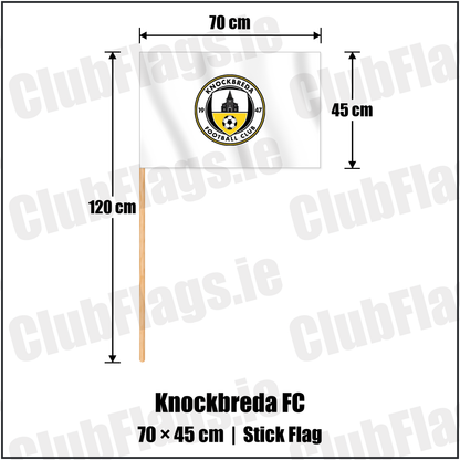 Knockbreda FC 45cm x 70cm Stick Flag with the club crest and colours, Down Football - ClubFlags.ie
