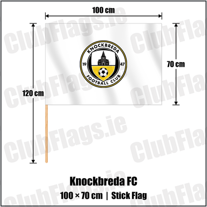 Knockbreda FC 70cm x 100cm Stick Flag with the club crest and colours, Down Football - ClubFlags.ie