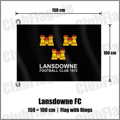 Lansdowne FC 150cm x 100cm Flag Pole Flag with Rings with the club crest and colours, Dublin Rugby - ClubFlags.ie